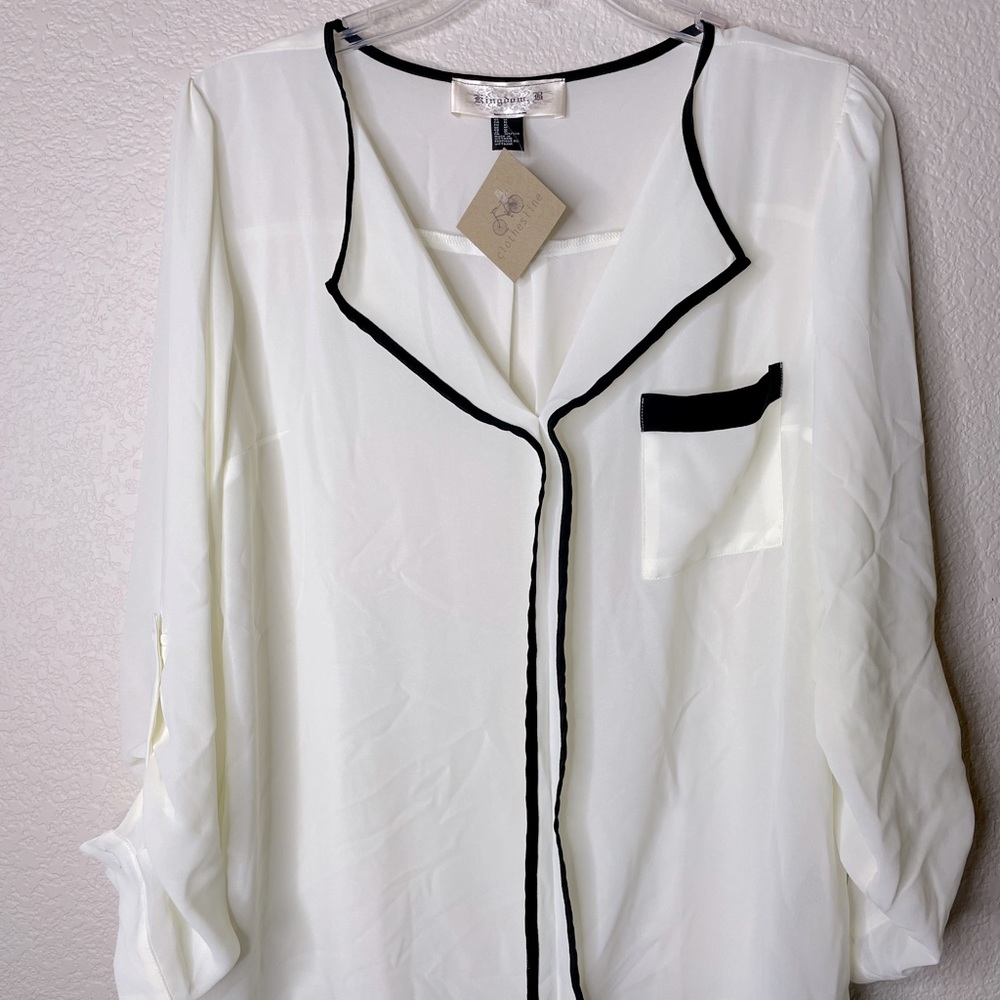 Kingdom B Cream & Black Blouse Medium Boutique New